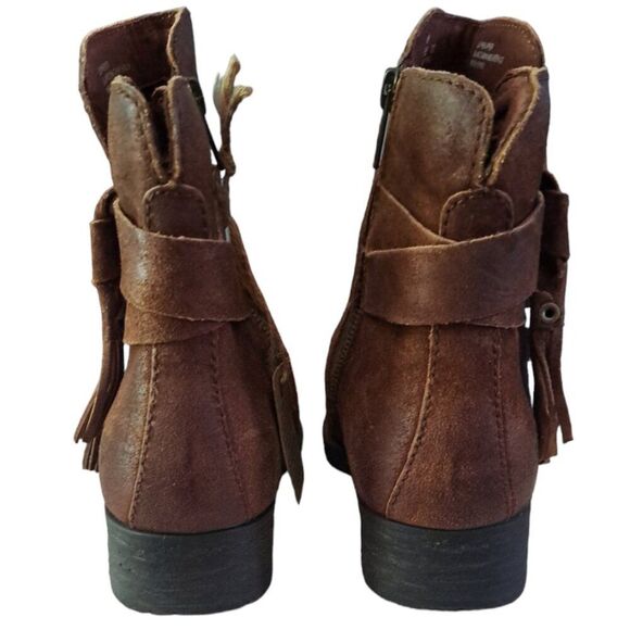 Born Eton Women's Distress Tobacco Leather Ankle Boots Sz 10M - Picture 5 of 7